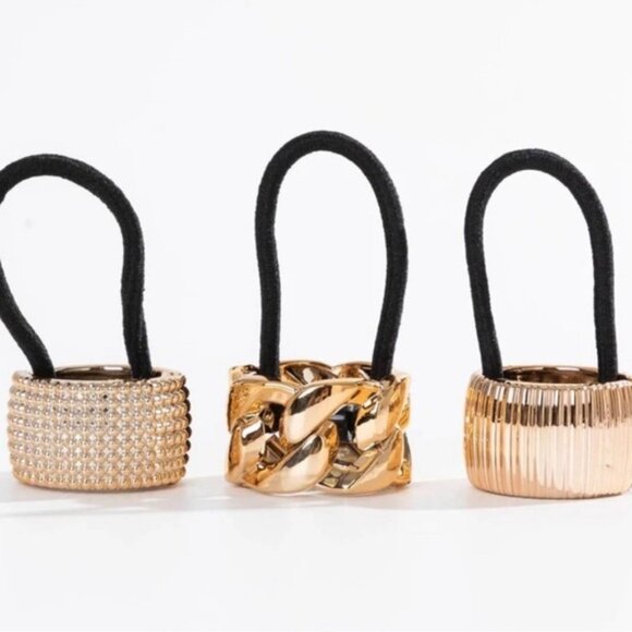 3pcs Gold hair tie ✨✨🔥🔥💖💖💖 New - Picture 3 of 5